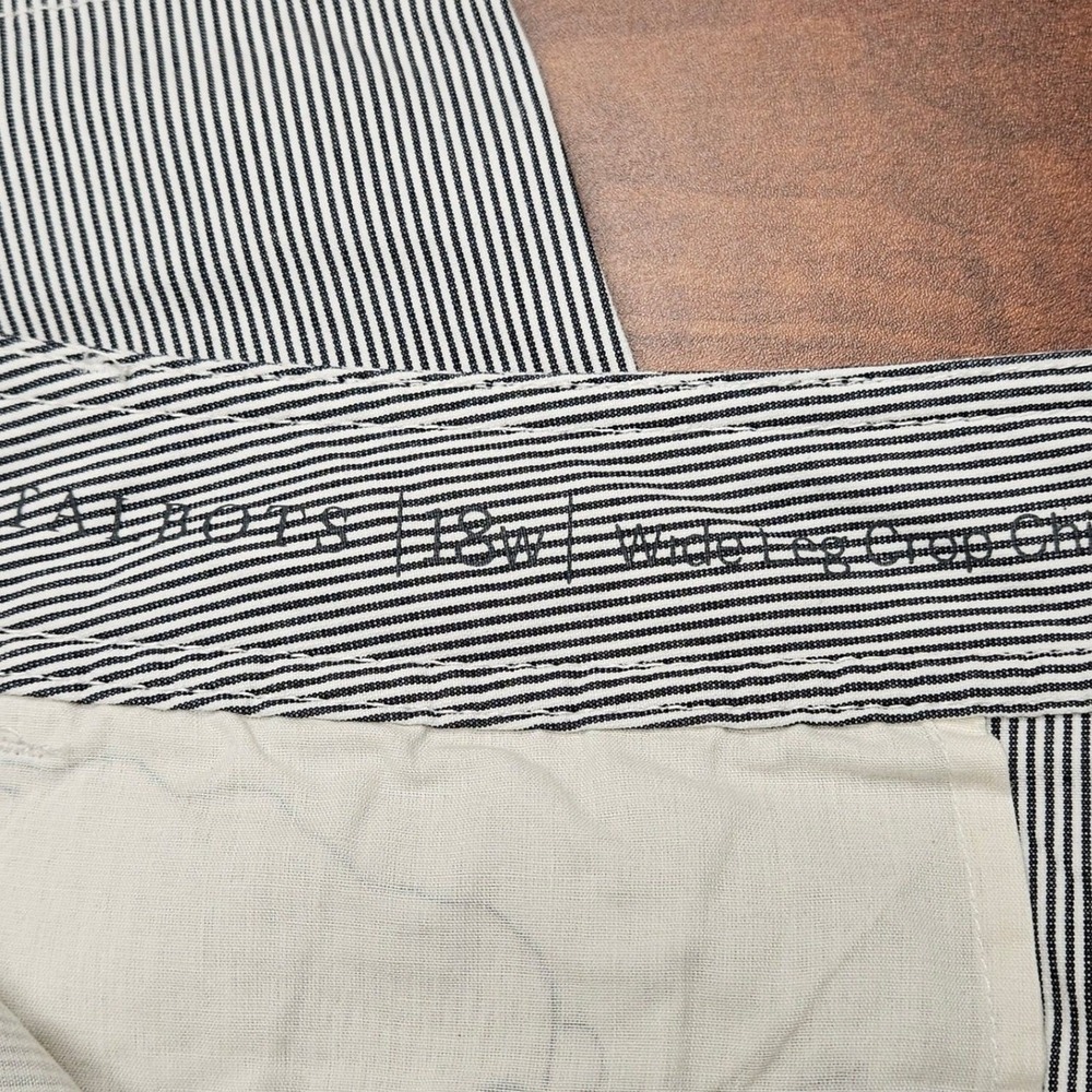 Talbots Wide Leg Crop Chino Women 18W Blue White NWT Pinstripe Cotton Trousers - Picture 8 of 10